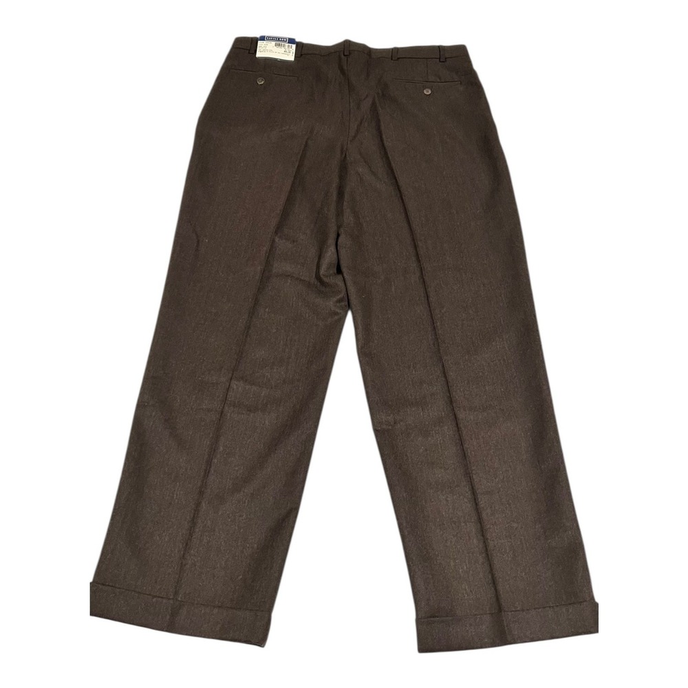 NWT Savile Row Men's 40x30 Brown‎ Pleated Worsted Wool Dress Pants